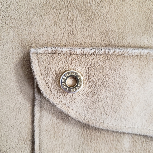 VGUC Lauren Ralph Lauren Faux Suede Leather Zip Equestrian Vest Jacket Sz MP - Picture 6 of 8